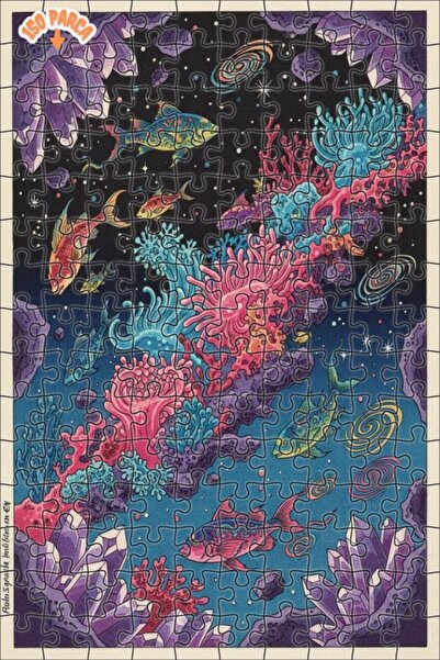 Teona Ahşap Fantastic Undersea Crystal Fishes Oil Painting Look Wooden Puzzle...