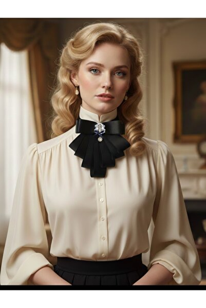 LO ADORO GROGEN Kurdele Kadın Kraliçe Detay Fiyonk Detay Yaka Broş Özel Üreti...