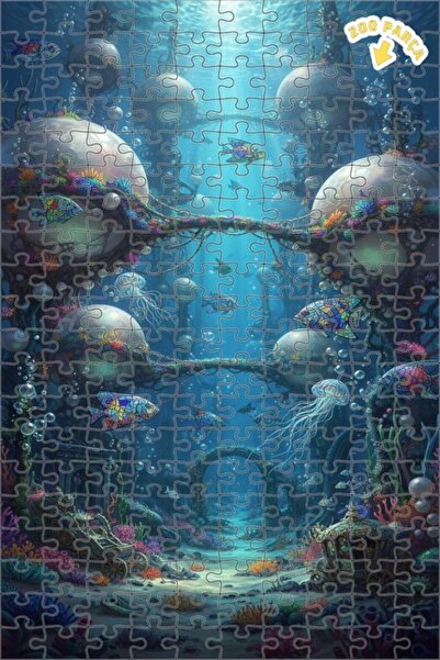 Teona Ahşap لغز خشبي رائع على شكل قلعة تحت الماء مرسومة بالزيت 200 قطعة 25x35