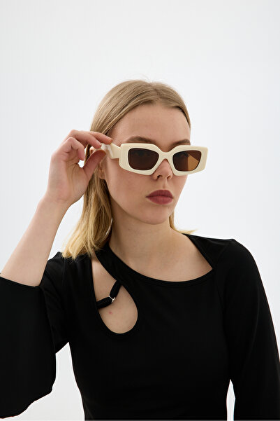 Chunky Frame Tom Unisex Vintage Luxury Geometric Brown Cream Uv400 Matte Glas...