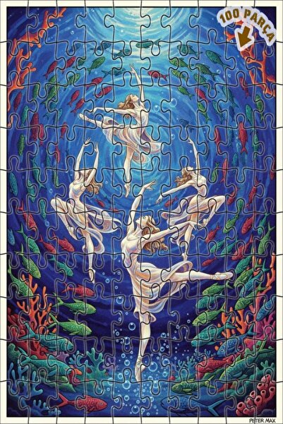 Teona Ahşap لغز خشبي على شكل راقصات الباليه يرقصن تحت الماء، مزين بطلاء زيتي،...