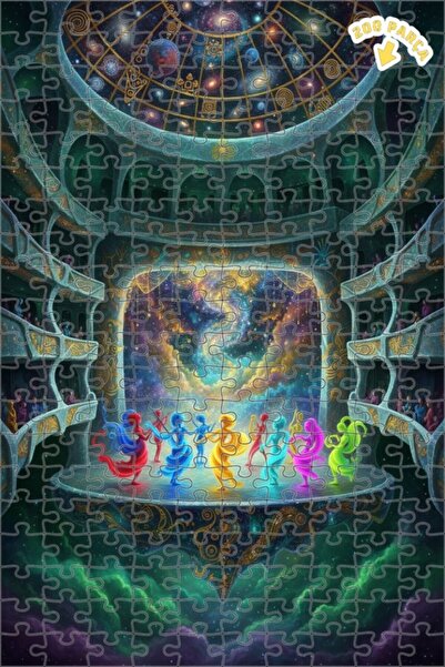 Teona Ahşap راقصون ملونون على المسرح السماوي، لوحة زيتية تبدو فنية، 200 قطعة،...