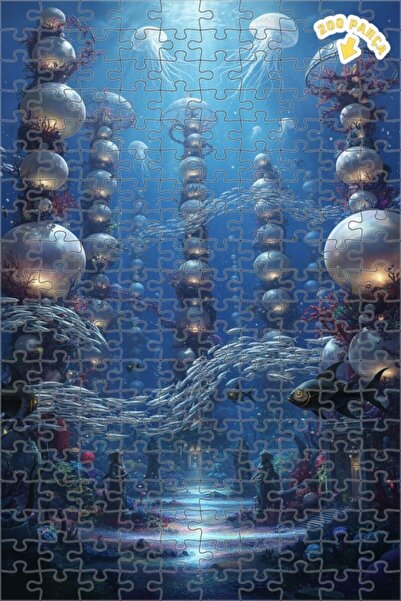 Teona Ahşap لغز خشبي بمظهر لوحة زيتية لمدينة تحت الماء رائعة، 200 قطعة، 25×35