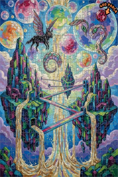 Teona Ahşap لغز خشبي مذهل ذو طبقتين على شكل مخلوقات مجنحة وشلالات كريستالية 4...