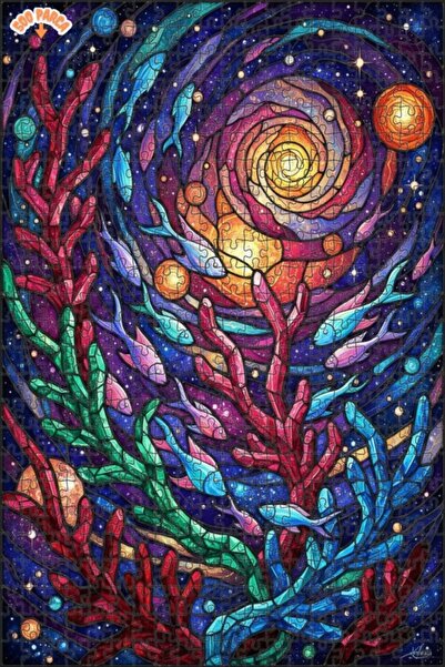 Teona Ahşap لغز خشبي ذو طابقين بإطار ذو مظهر فسيفسائي من الزجاج الملون بتصميم...