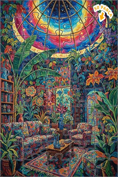 Teona Ahşap لغز خشبي ملون ذو طبقتين من حدائق البوتانيك، 50 قطعة، مقاس 15x25