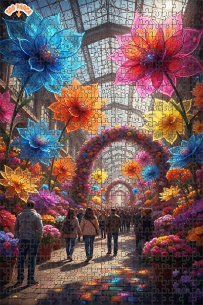 Teona Ahşap Fairytale Flower Garden Dreamy View Modern Art Double Layer Frame...