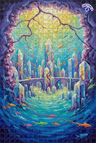 Teona Ahşap مجموعة أسماك ملونة في مدينة الكريستال، لوحة زيتية ذات طابقين، لغز...