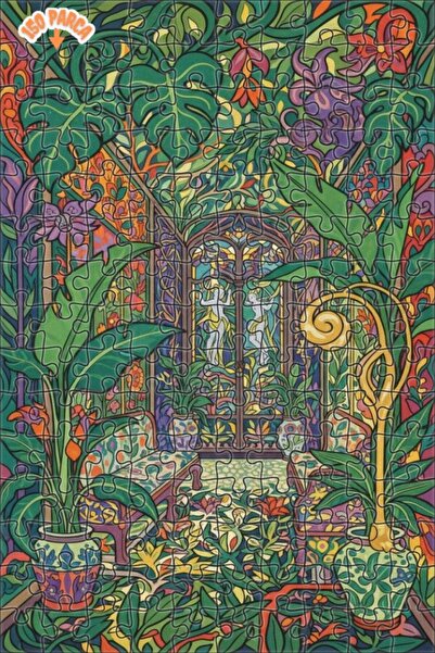 Teona Ahşap Tropical Garden Art Look Wooden Puzzle Double Layer Framed Wooden...