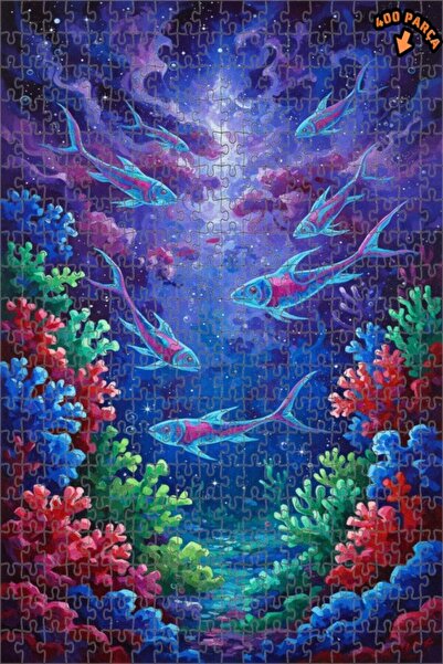 Teona Ahşap لغز فني على شكل أسماك المحيط الغامضة، لوحة زيتية، 400 قطعة، 35x35 سم