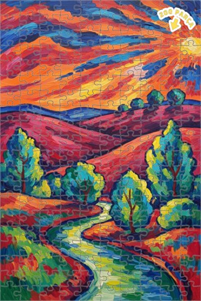 Teona Ahşap ألوان نابضة بالحياة، منظر نهرية على التلال العالية، لغز خشبي مؤطر...