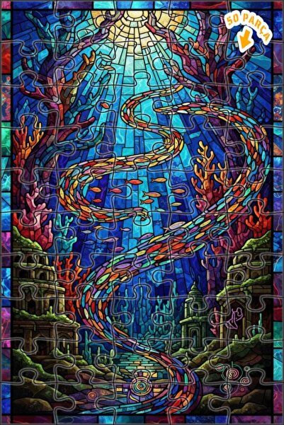 Teona Ahşap لغز خشبي ملون بتصميم زجاجي ملون يشبه الأحلام تحت الماء، لغز خشبي ...