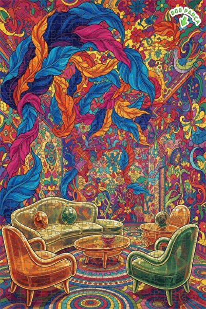 Teona Ahşap لغز خشبي ملون بتصميم فني بوهيمي من هيبنوتيك سالون، ذو طبقتين، 800...