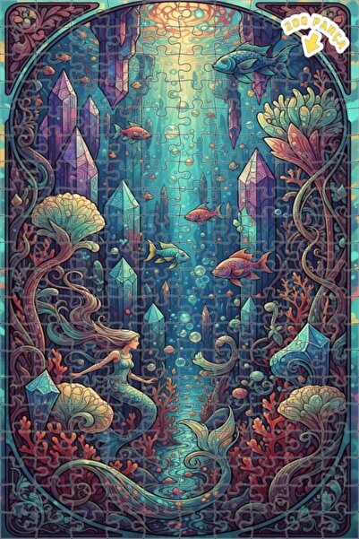 Teona Ahşap لغز فني على شكل حورية البحر من غابة الكريستال بمظهر لوحة زيتية 20...