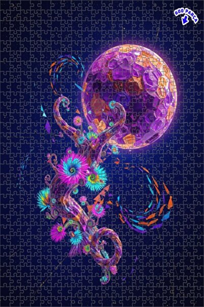 Teona Ahşap لغز فني على شكل شجرة كوكب كريستالي بمظهر الألوان المائية 600 قطعة...