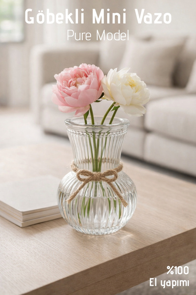 Nandy Home El Yapımı Cam, Küçük Boy Pure Model Vazo - Cam Vazo