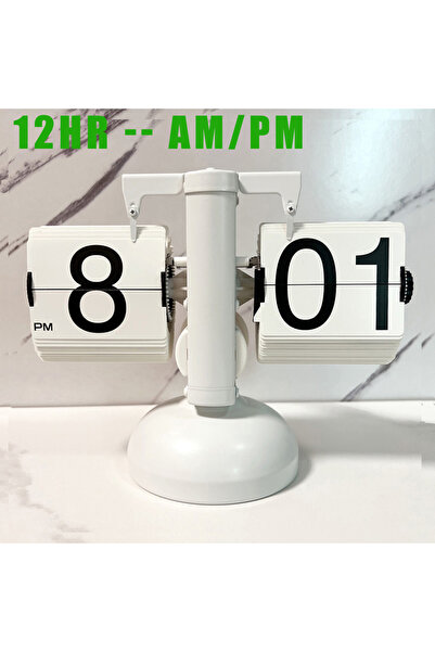 Choice4 12HR-AllWhite-304stl A Flipping Clk with Page Turning Automatically f...