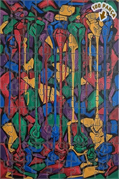 Teona Ahşap لغز خشبي مؤطر ذو طبقتين من Soyut Damla Art، 100 قطعة، مقاس 25x25