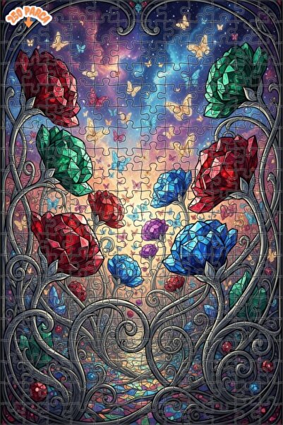 Teona Ahşap لغز خشبي ذو طبقتين على شكل فراشة مع وردة ماسية، 250 قطعة، 30x30 سم