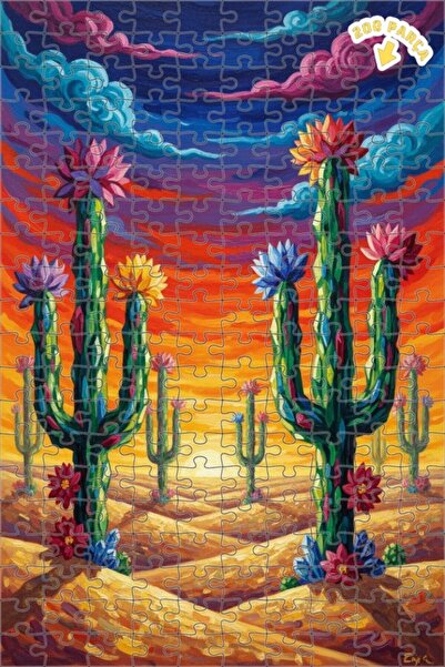 Teona Ahşap لوحة زيتية فنية لصبار ليلة الصحراء، ألغاز خشبية مؤطرة بطبقتين، 20...