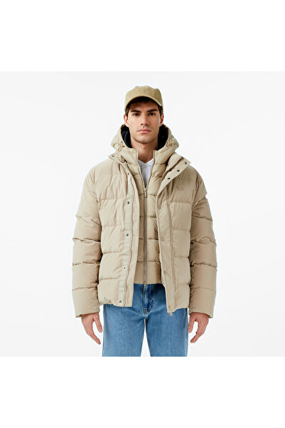 Lacoste Erkek Kapüşonlu Bej Mont