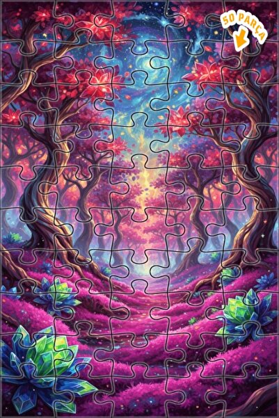 Teona Ahşap لغز فني بمظهر لوحة زيتية لطريق الغابة السحرية 50 قطعة 15×25