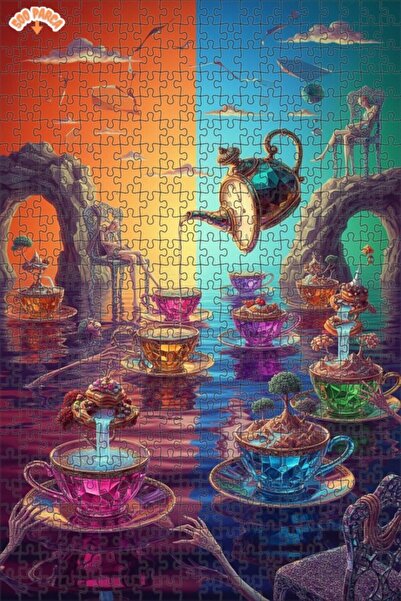 Teona Ahşap Fantastic Crystal Cups Double Layered Framed Wooden Puzzle 500 Pi...