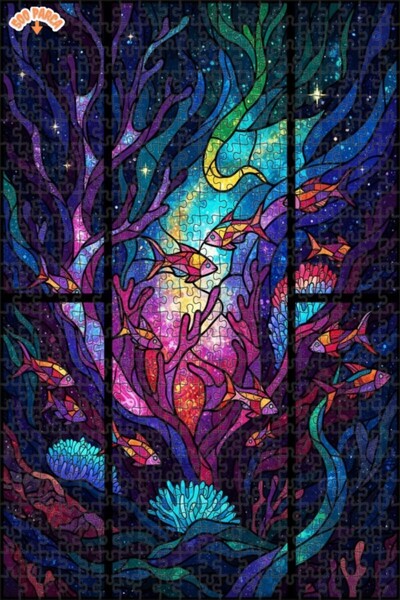 Teona Ahşap Galaxy Mercans Double Layer Framed Wooden Puzzle 500 Pieces 50X30