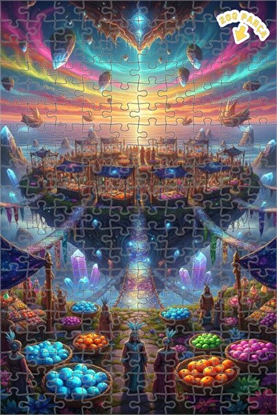 Teona Ahşap لوحة زيتية لمشهد سوق السماء 200 قطعة 25x35