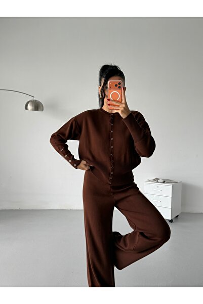 Lamierra Snap Fastener Soft Knitwear Women's Set