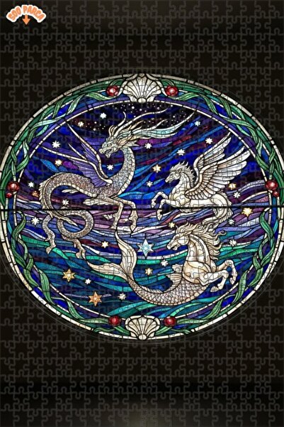 Teona Ahşap لغز خشبي ذو طبقتين من سلسلة ألغاز التنين وحصان البحر، 500 قطعة، 5...