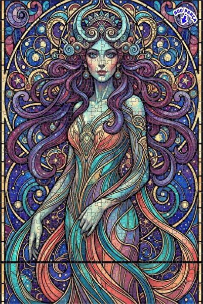 Teona Ahşap لغز خشبي بتصميم لوحة زيتية لامرأة ساحرة ذات مظهر فلكي 600 قطعة 50x35