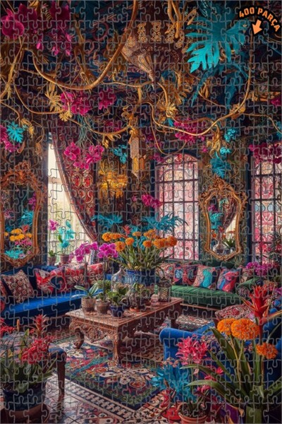 Teona Ahşap بوهم ساراي جاردن لوحة زيتية ذات طابقين بإطار خشبي 400 قطعة 35x35