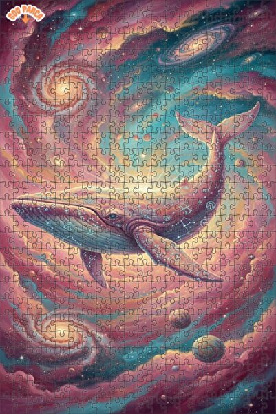 Teona Ahşap Galactic Whale Art Puzzle Double Layer Framed Wooden Puzzle 500 P...