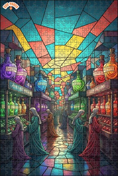 Teona Ahşap Magical Potion Shop Double Layer Framed Wooden Puzzle 500 Pieces ...