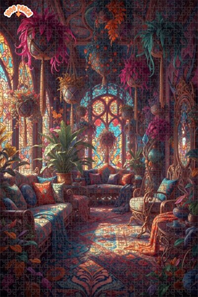 Teona Ahşap لغز خشبي بإطار مزدوج الطبقات من بوهيم آرت، 1000 قطعة، 70×50