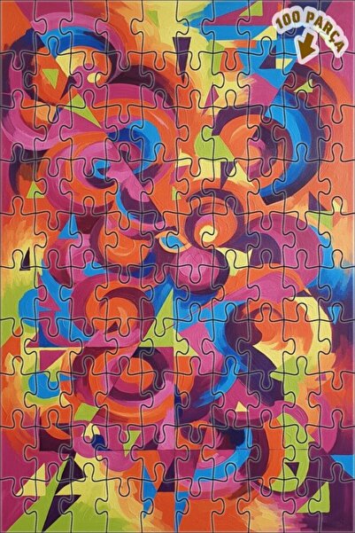 Teona Ahşap لغز خشبي بتصميم أمواج هندسية حية بمظهر الطلاء الزيتي 100 قطعة 25x25