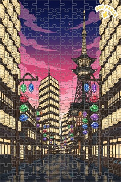 Teona Ahşap لوحة زيتية لمشهد ليلي مضيء في طوكيو، ألغاز خشبية مؤطرة بطبقتين، 2...