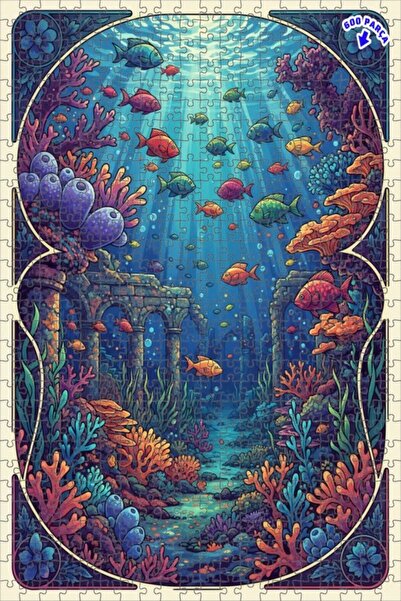 Teona Ahşap لغز خشبي مؤطر ذو طبقتين من سلسلة مملكة تحت الماء، ملون برسومات ال...