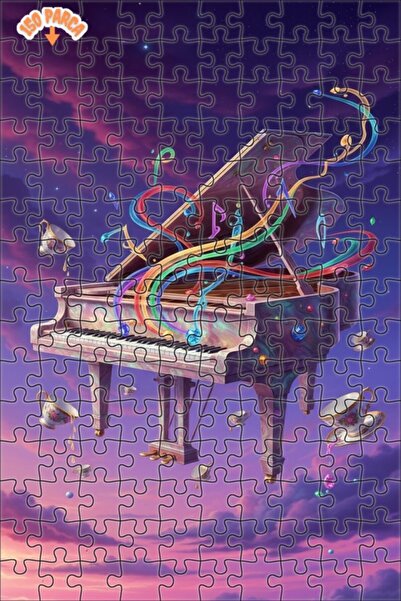 Teona Ahşap Dream Piano Symphony Oil Painting Look Double Layer Framed Wooden...