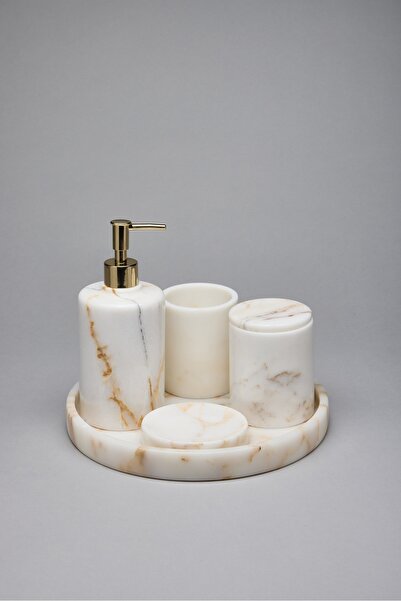 KİANA DÜKKAN Doğal Mermer Lüks Banyo Aksesuar Seti