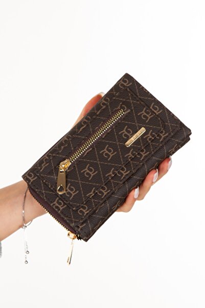 Eliza Women's Leather Monogram Patterned Card Holder and Wallet