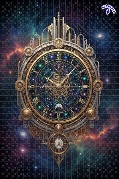 Teona Ahşap لغز خشبي ذو طبقتين بإطار ذو مظهر زيتوني ملون بتصميم ساعة كوزميكية...