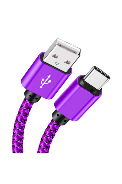 Choice كابل شحن USB-A إلى Type-C بنفسجي بطول 2 متر، شاحن سريع 2 أمبير، كابل ب...