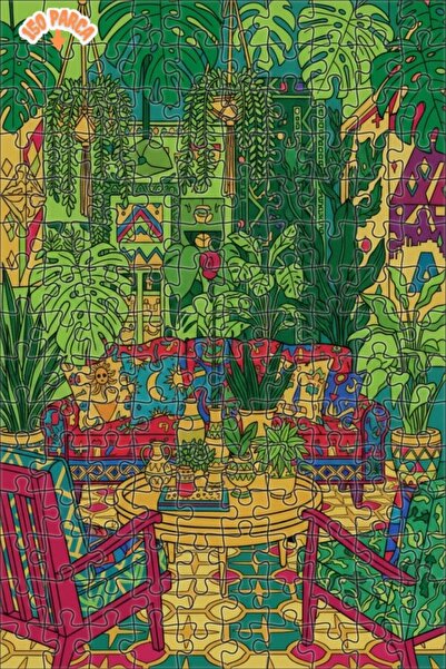 Teona Ahşap Bohemian Art Home Concept Double Layer Framed Wooden Puzzle 150 P...