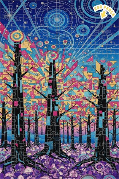 Teona Ahşap لغز خشبي مؤطر بتصميم فني هندسي للغابات مكون من طبقتين 200 قطعة 25x35