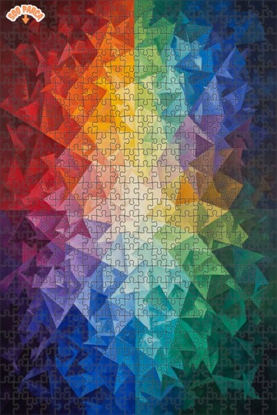 Teona Ahşap Rainbow Color Explosion Oil Painting Look Double-Layer Framed Woo...