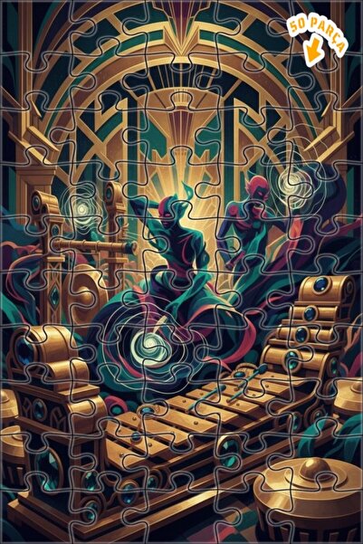 Teona Ahşap لغز خشبي مؤطر من طبقتين بتصميم آرت ديكو ميوزيك سيمفوني 50 قطعة 15x25