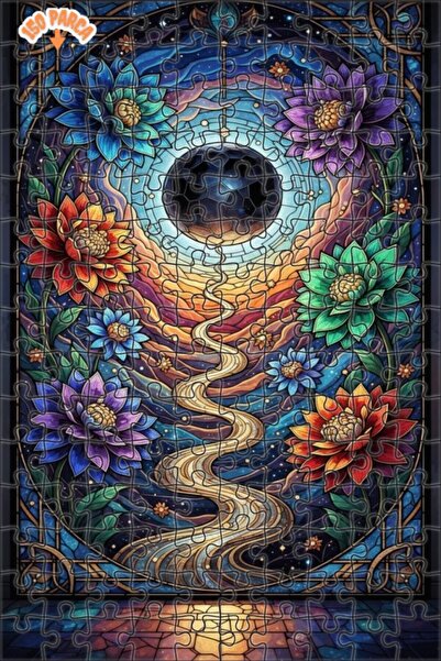 Teona Ahşap لغز خشبي ذو طبقتين على شكل زهور من الكون الغامض مع مظهر فسيفساء ز...