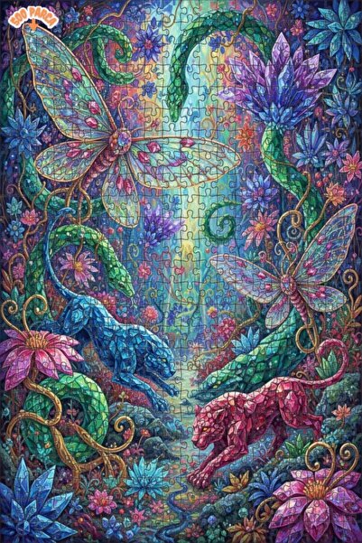 Teona Ahşap لغز الغابة الغامضة: الفهدان والفراشات، لغز خشبي ذو طبقتين بإطار، ...